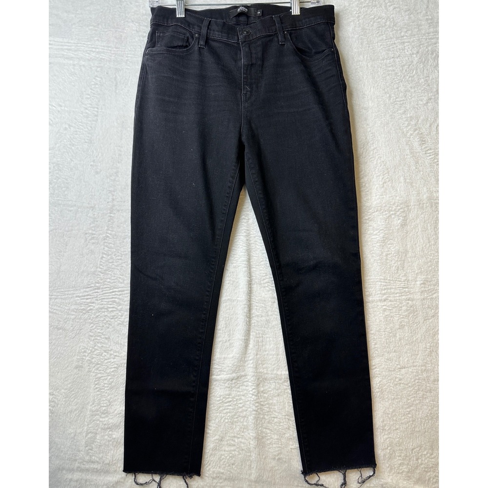 Hudson Los Angeles Slim Straight Raw Hem Black Jeans Size 29